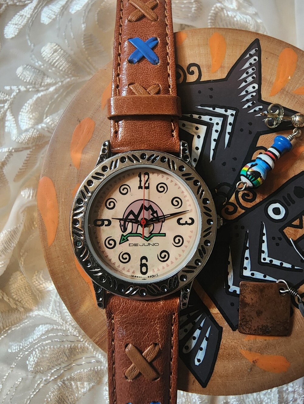 Vintage DeJUNO Limited Edition Native American Art Watch w/ Genuine Leather 1993